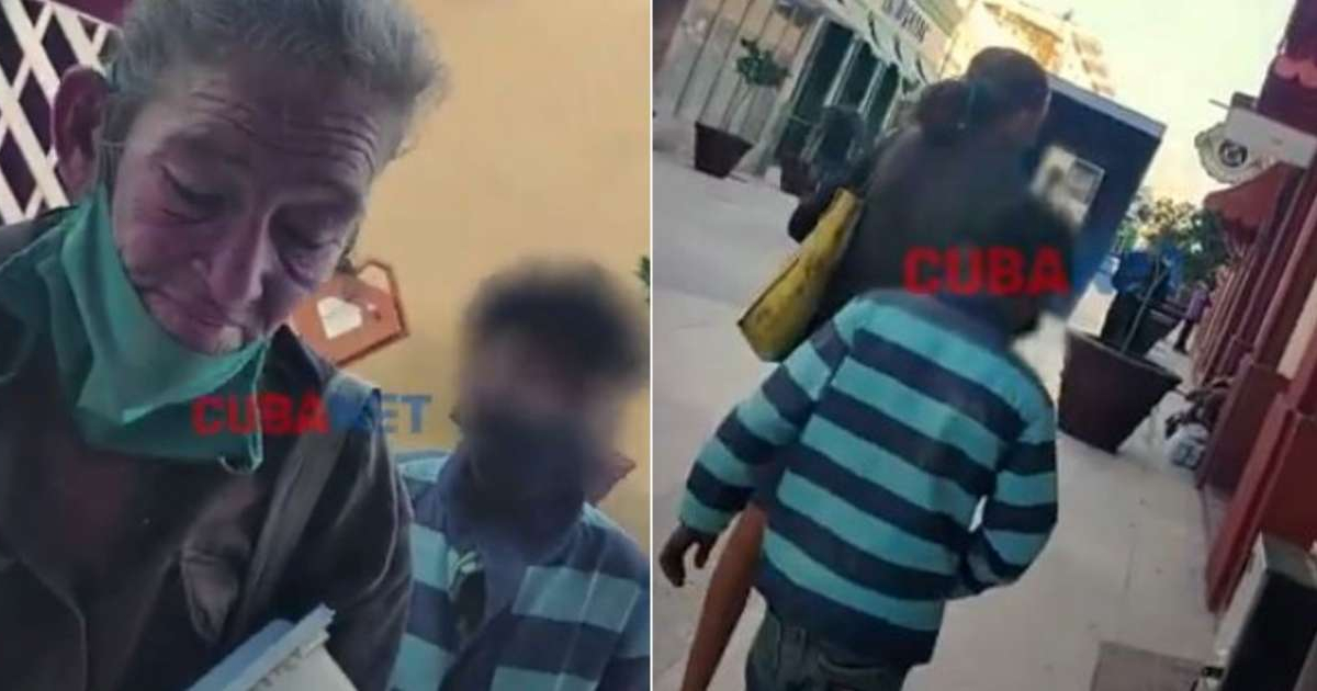 Anciana y su sobrino pidiendo dinero en la calle para comer © Captura de video de YouTube de CubaNet
