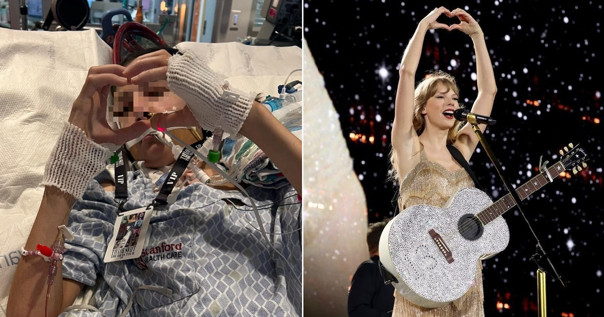 Demi Espinosa desde su cama en un hospital de California y Taylor Swift en concierto © Facebook/Danny Espinosa e Instagram/Taylor Swift