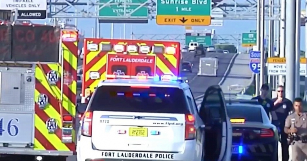 Vehículos de la policía en la I-95 © Captura de Telemundo 51