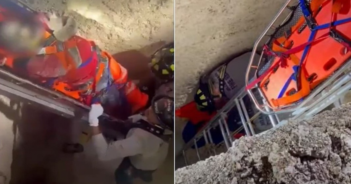 Rescate del hombre que cayó en un hueco © Captura de video de Facebook de Miami-Dade Fire Rescue