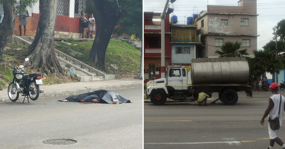 Motorista fallecido y camión © Facebook / ACCIDENTES BUSES & CAMIONES por más experiencia y menos víctimas!