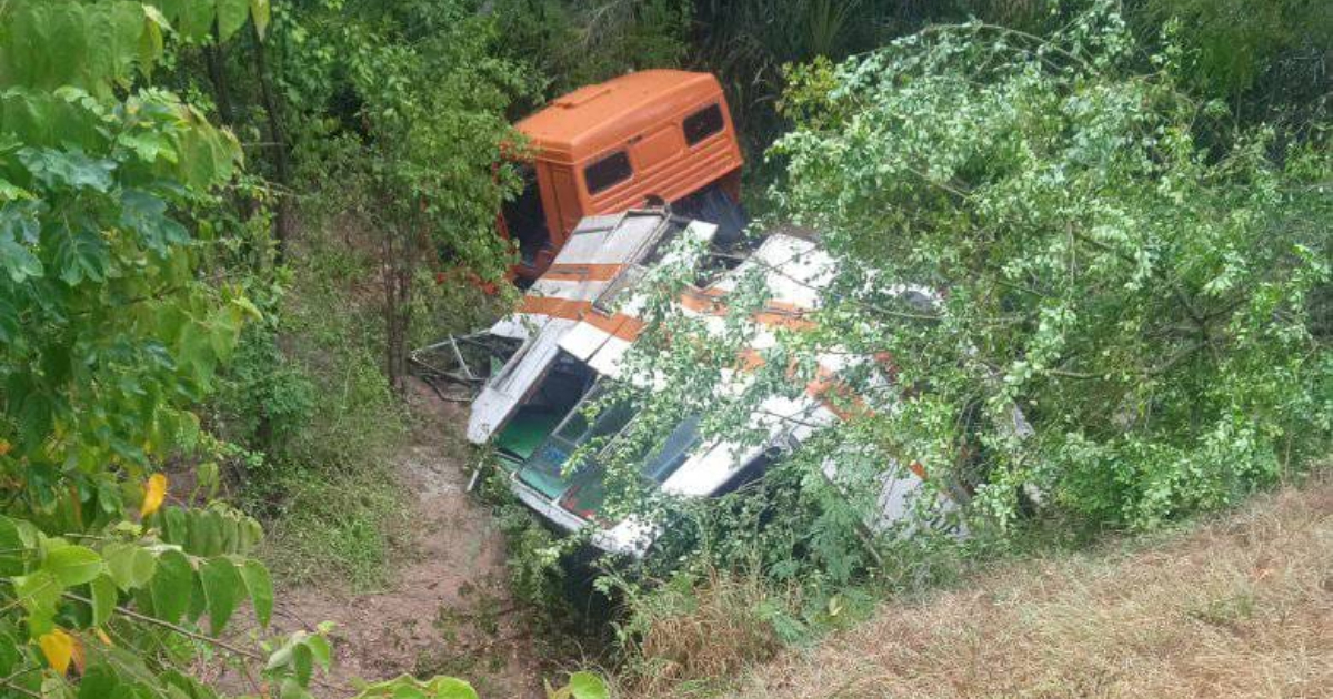 Camión volcado fuera de la carretera © Miguel Noticias / Facebook