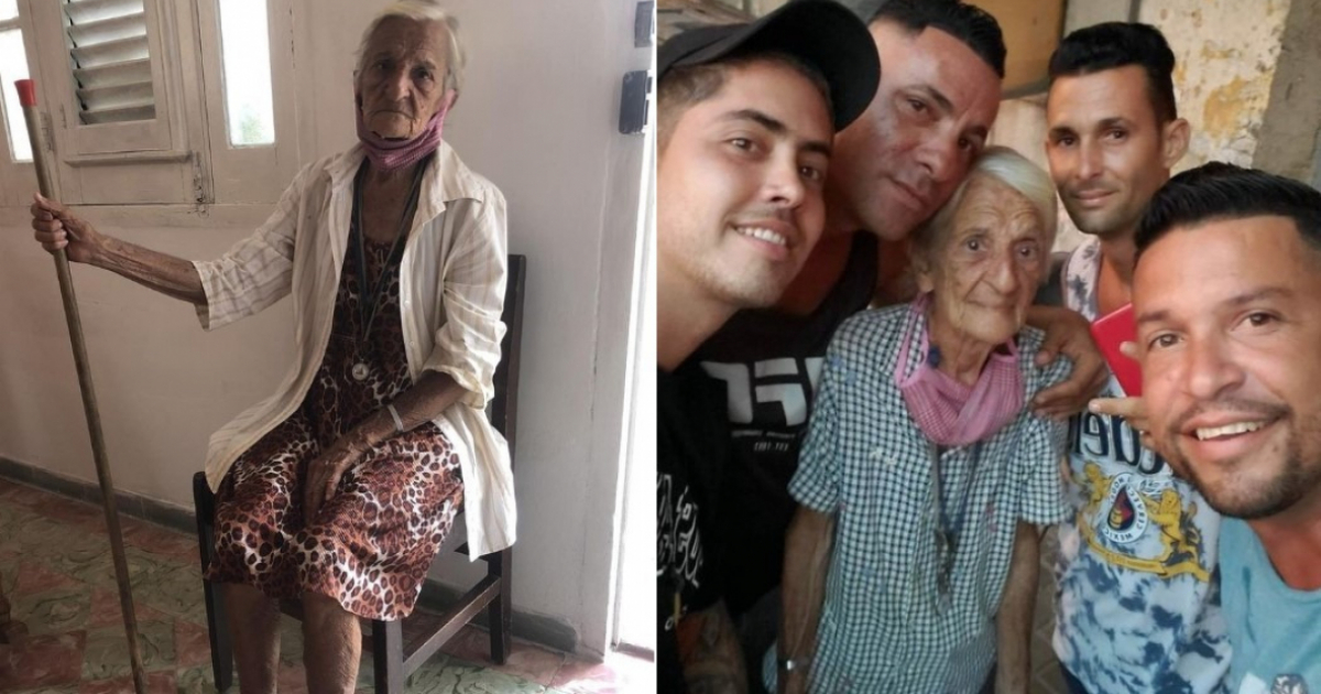 Anciana a la que robaron y jóvenes que la ayudaron © Facebook / Solo gente de Luyanó / Sonia E De León y Zulema Borbon