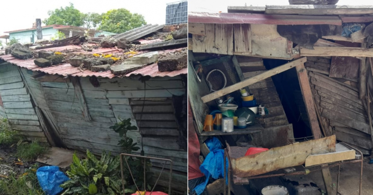 Casa a punto de derrumbarse donde viven Mileisy Rosales, sus hijos menores de edad y su madre © Facebook/José Luis Tan Estrada 
