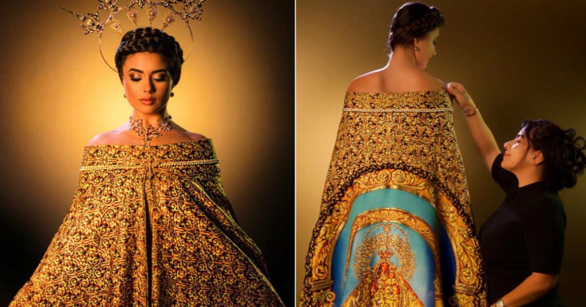 Vestido diseñado por Yas González inspirado en la Virgen de la Caridad © Instagram / Yas González Fotos: Asiel Babastro