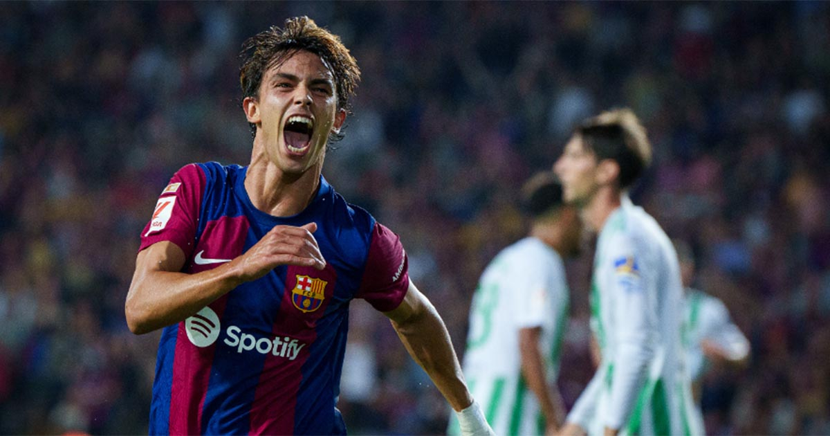 Félix y la euforia del gol. © @FCBarcelona