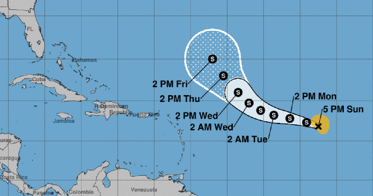 Cono de la trayectoria de la tormenta tropical Philippe © Centro Nacional de Huracanes de EE.UU. (NHC)