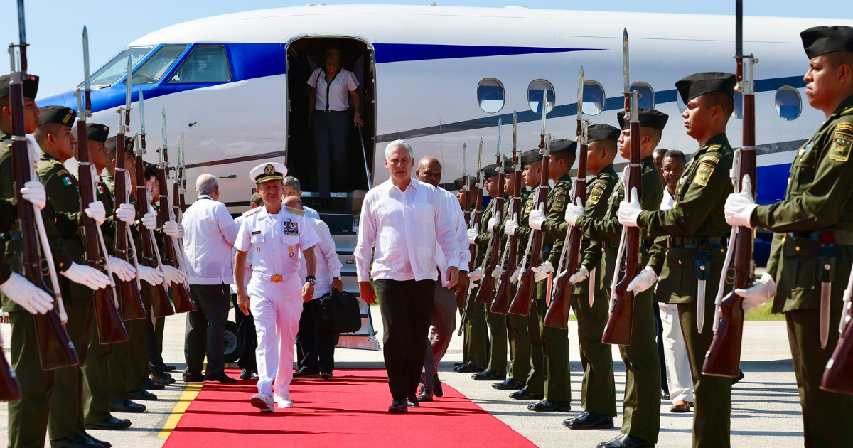 Díaz-Canel llega a México © Presidencia Cuba / Twitter