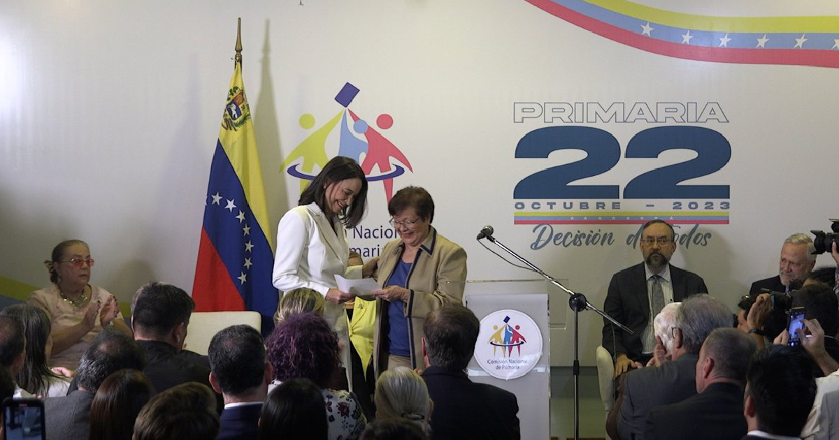 María Corina Machado recibe resultados de elecciones del 22 de octubre en Venezuela © X/@cnprimariave