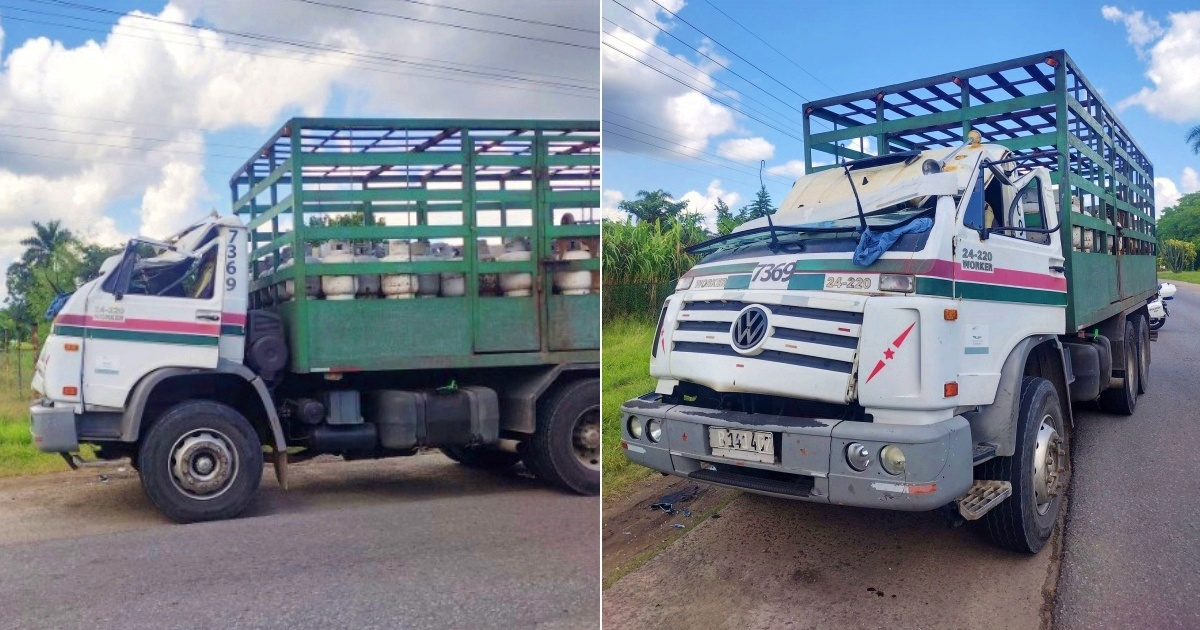 Camión accidentado en Cienfuegos este miércoles © Collage Facebook/Accidentes Buses & Camiones