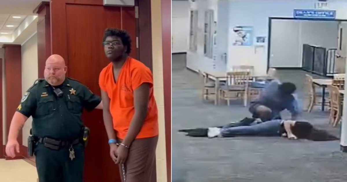 Brendan Depa en el tribunal y cuando golpeaba a la profesora © Captura de videos de YouTube de Daytona Beach News-Journal y NBC 6 South Florida