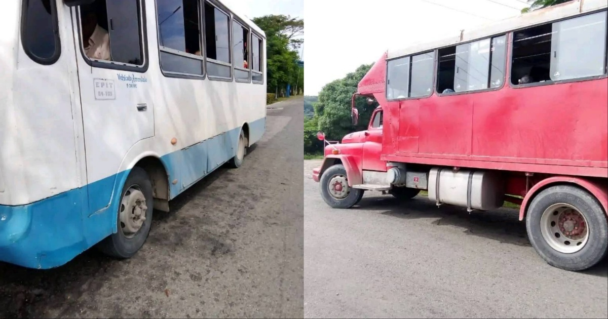 Camiones multados en Santiago de Cuba © Facebook / Héroes del Moncada