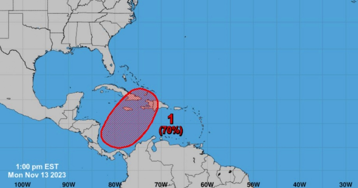 Zona de bajas presiones que podría derivar en una depresión tropical © NOAA