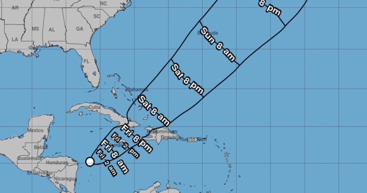Trayectoria de la depresión tropical 22 en el mar Caribe © Centro Nacional de Huracanes de EE.UU. (NHC)