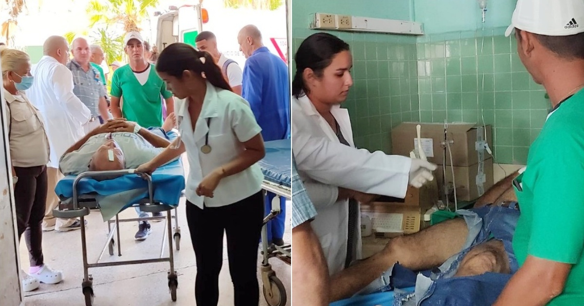 Personal sanitario atiende a los heridos en accidente de tránsito en Cienfuegos © Collage Facebook/Hospital General Universitario Dr. Gustavo Aldereguia Lima de Cienfuegos 