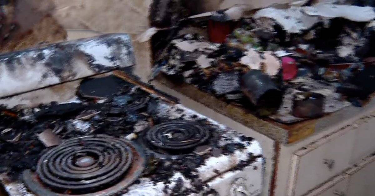 Cocina donde se inició el incendio © Univisión / Captura de video