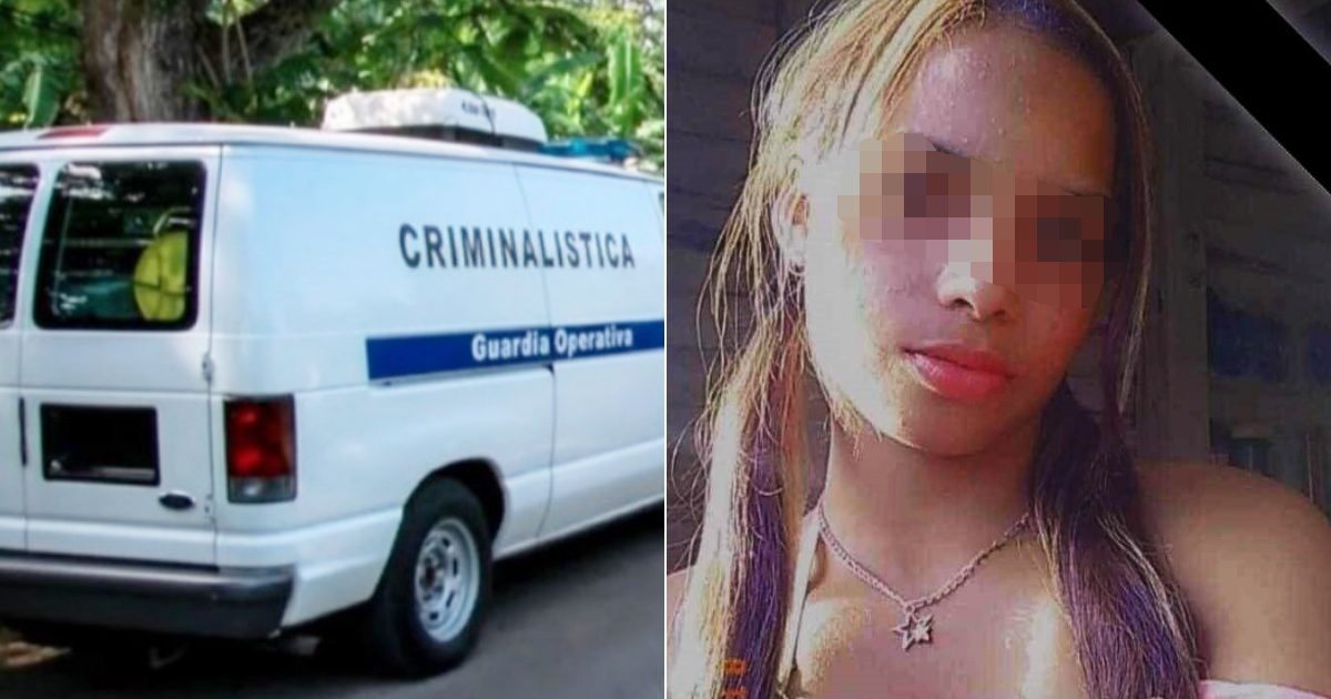 Vehículo de Criminalística (i) y Joven asesinada (d) © Collage Facebook/Cubadebate- Facebook/Jeissy Borrell Gámez