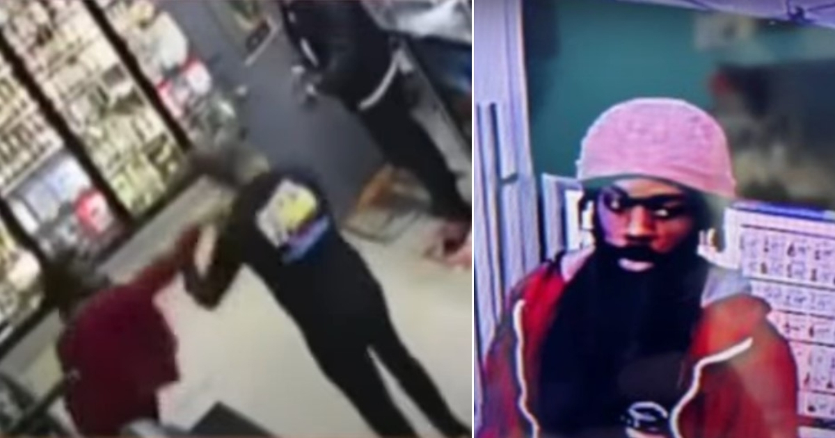 Ladrón golpea a empleado de la licorería (i) y sospechoso captado por la cámara de vigilancia (d) © Captura de video/AméricaTeVé