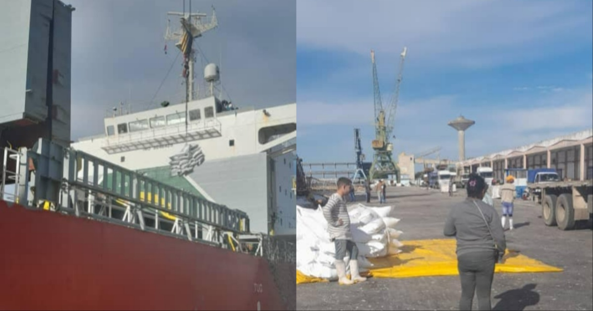 Barco cargado de arroz en el puerto de Cienfuegos © Facebook / Ministerio del Comercio Interior de Cuba