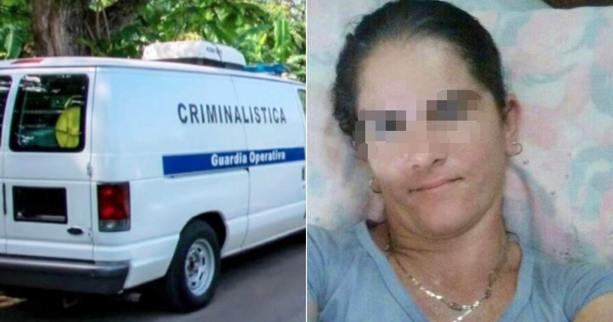 Vehículo de Criminalística (i) y Cubana asesinada por su pareja (d) © Collage Cubadebate - Facebook/Diana Rosa Cervantes Mejías