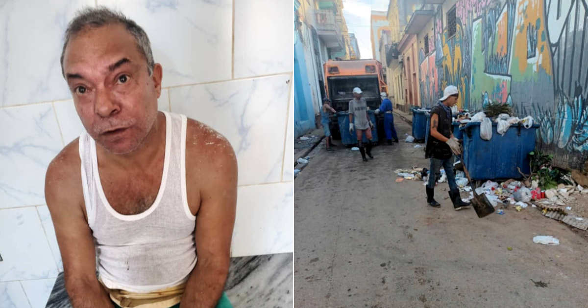 Infractor sancionado y recogida de basuras en La Habana Vieja © Facebook / CAM Habana Vieja