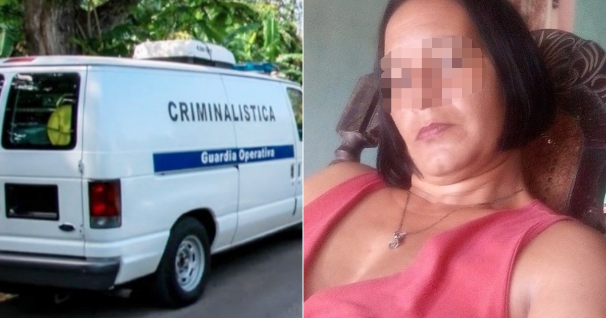 Vehículo de Criminalística (referencia) (i) y La cubana asesinada en Mayarí (d) © Collage Cubadebate - Facebook/Aliuska Carmenate