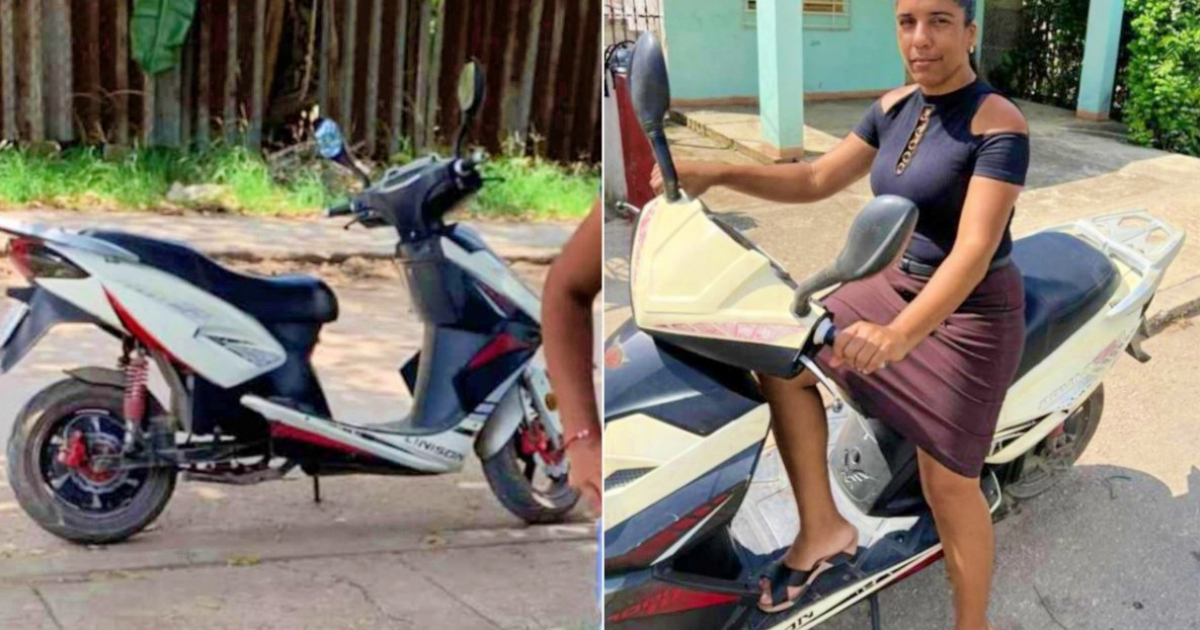 Moto que robaron (i) y La dueña de la moto, quien fue asaltada (d) © Collage Facebook/Lisi Abreu