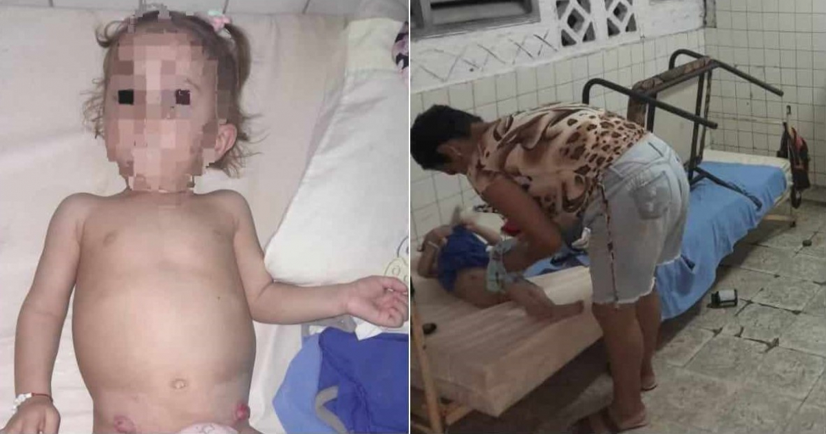 La niña con su mamá en el hospital © Facebook / BAHIA HONDA MI PUEBLO / Yamila Fajardo