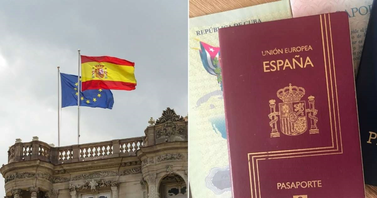 Consulado de España en La Habana (i) y Pasaporte español (d) © Collage CiberCuba
