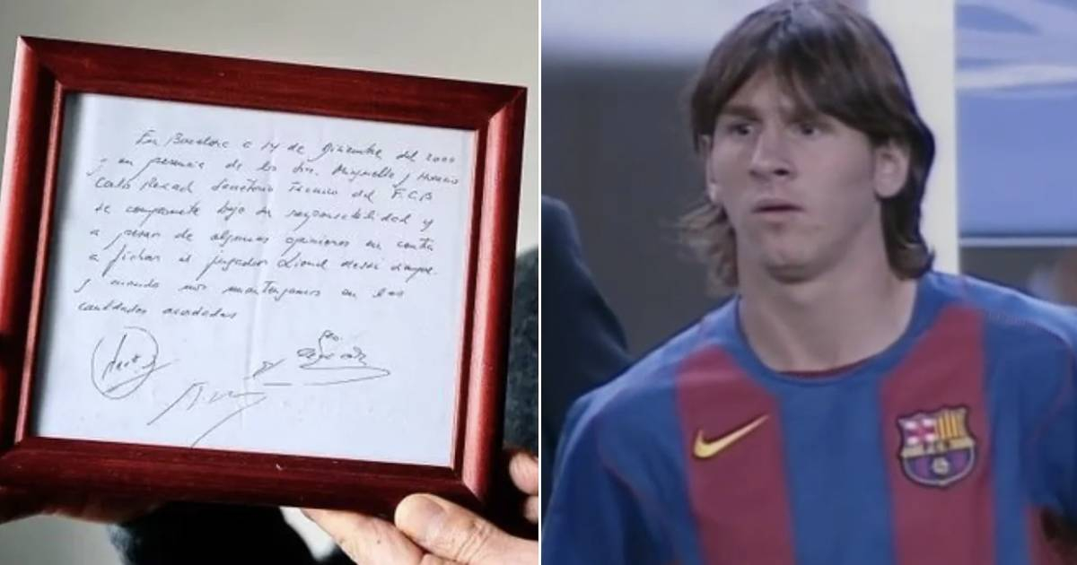 Subastan servilleta con la que el FC Barcelona fichó a Leo Messi