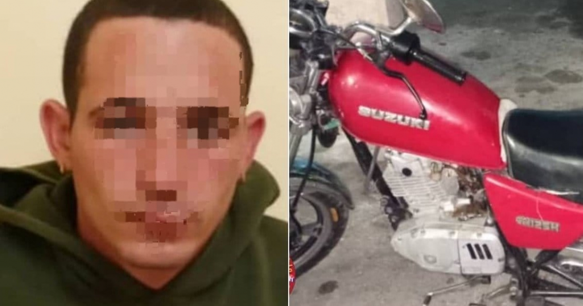 José Odeni y moto que intentó robar © Fuerza del Pueblo / Facebook