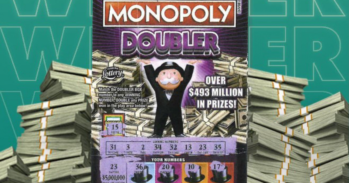 Boleto del juego raspadito Monopoly Doubler premiado en 2022 (Imagen de referencia) © Twitter / Florida Lottery