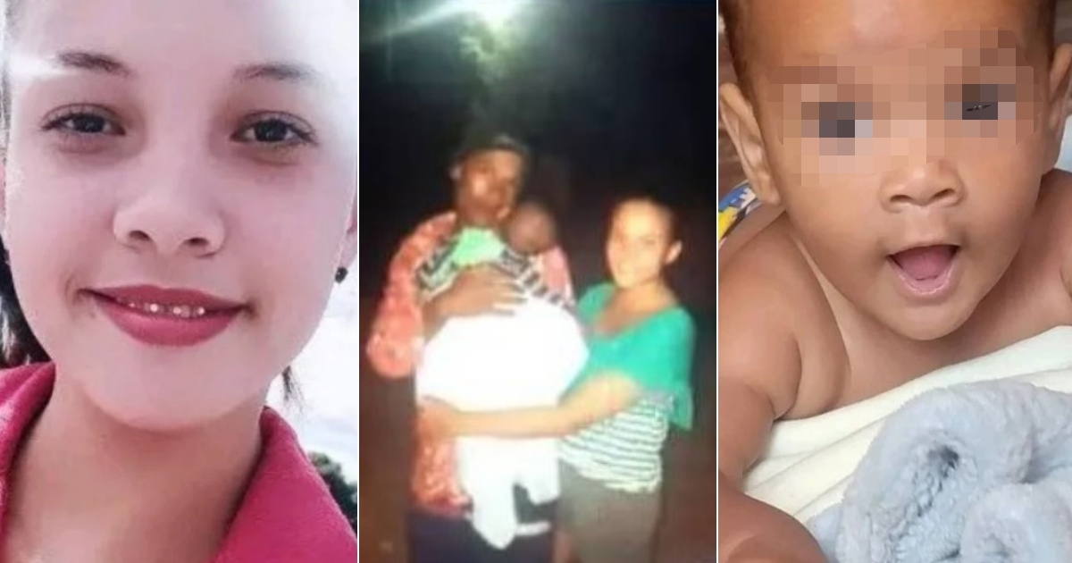 De izquierda a derecha: la joven que estaba desaparecida, la joven junto a su bebé y al padre del niño y el bebé © Collage redes sociales