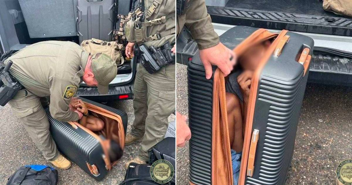 Joven hallado en una maleta © Facebook/US Border Patrol Del Rio Sector