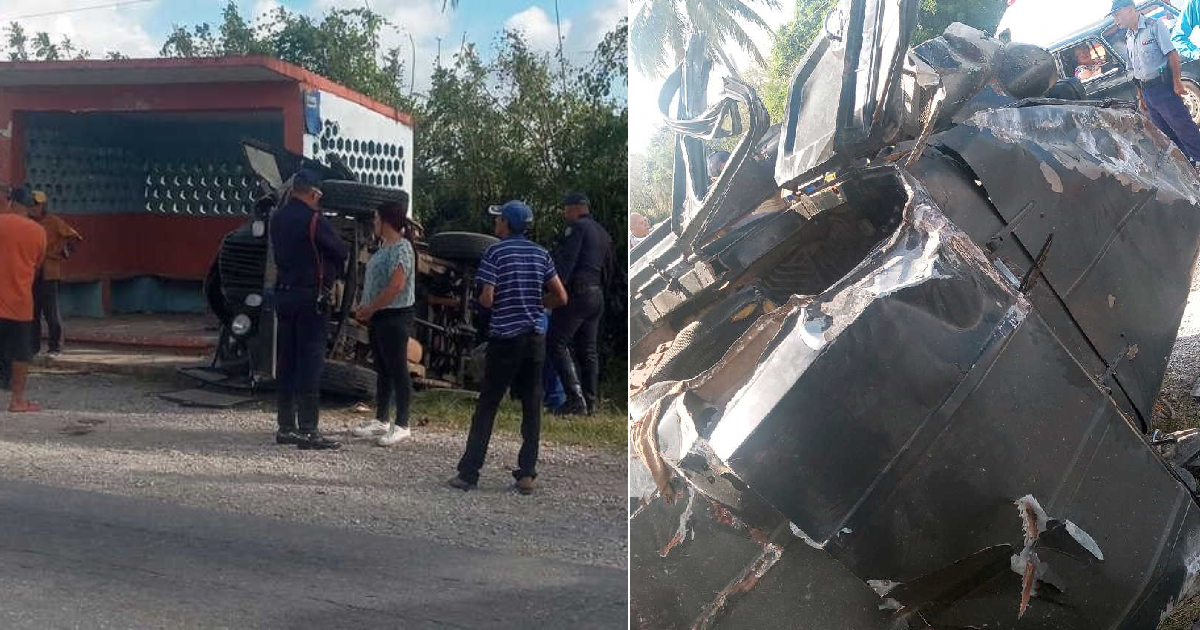 Cuatro personas sufrieron heridas en el accidente ocurrido en la Carretera Central en Guayos © La Voz de Cabaiguán