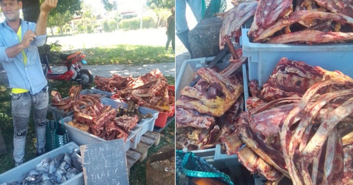 Venta de huesos como "cárnicos" en mercado de La Habana © Facebook / VENDE TODO AQUI BAHÍA (poniéndole el precio ) / Conde de Habana