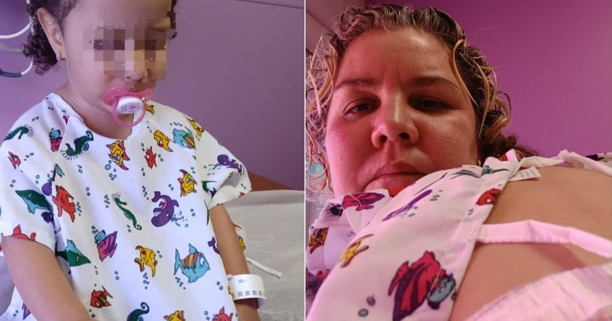 Diasniurka Salcedo y su hija en hospital de EE.UU. © Diasniurka Salcedo Verdecia / Facebook