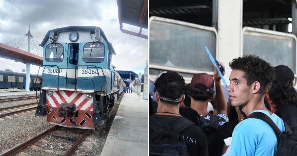 Tren para los universitarios guantanameros que estudian en Santiago de Cuba © Çollage Facebook / Eduardo Rodríguez Dávila