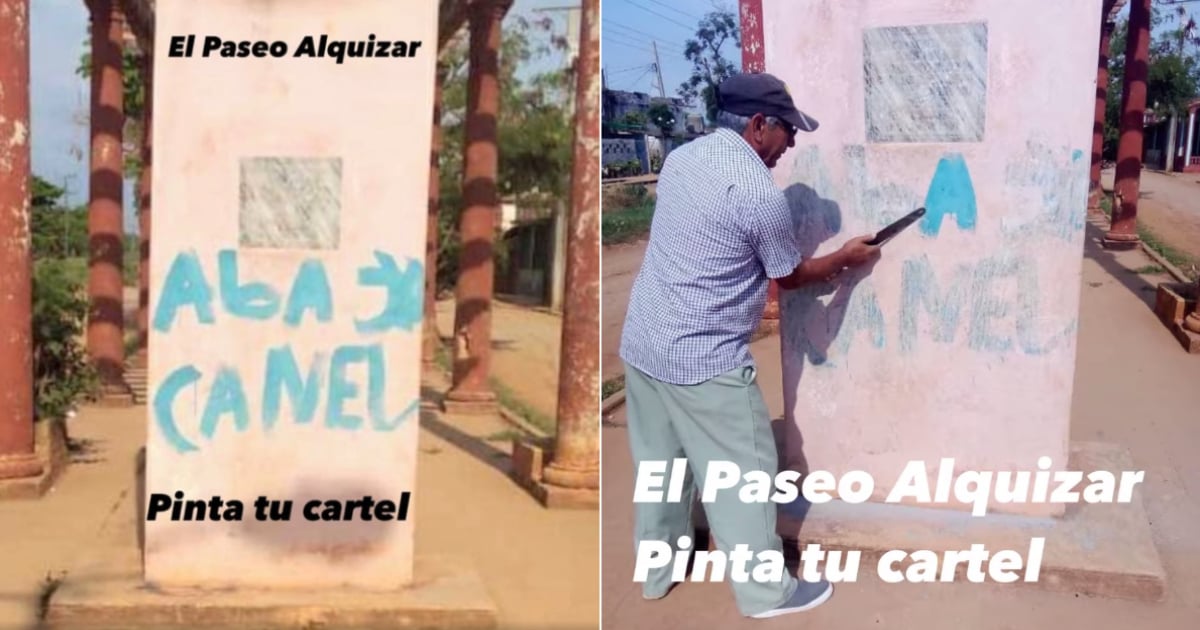 Imágenes del cartel contestatario pintado en Alquízar © Facebook / Antonio Lozano
