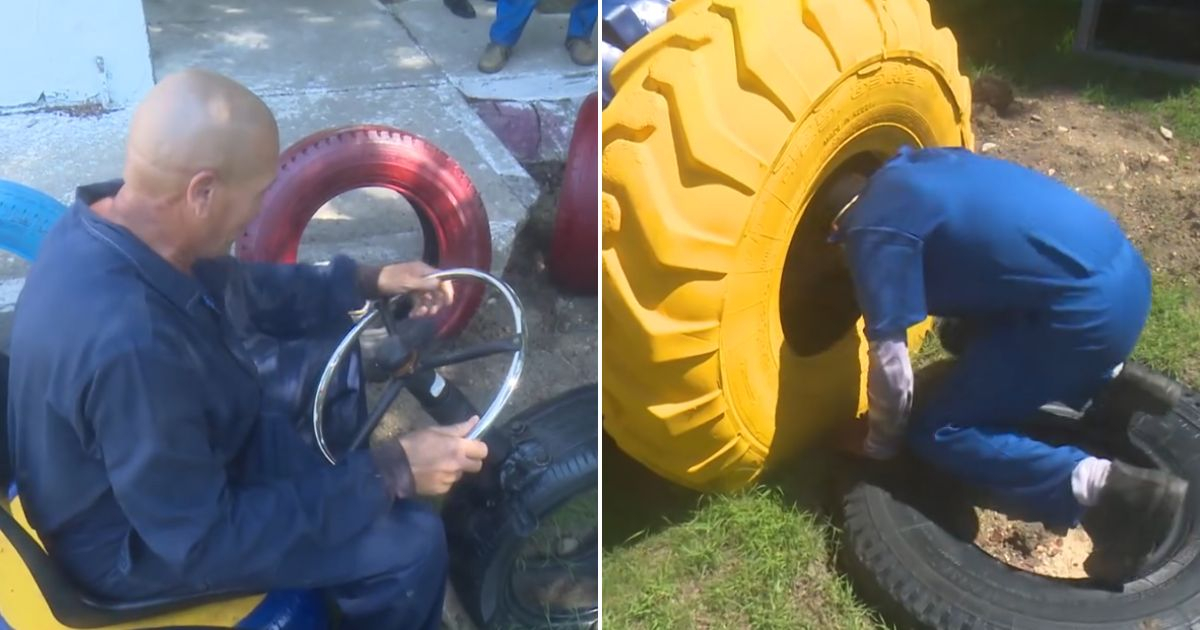 Recycled Tires Used to Build Children's Playgrounds in Cuba