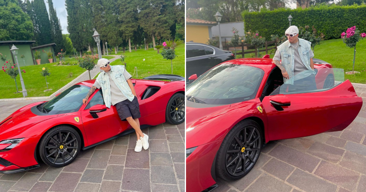 Oniel Bebeshito's European Tour: Striking a Pose with a Ferrari in Rome