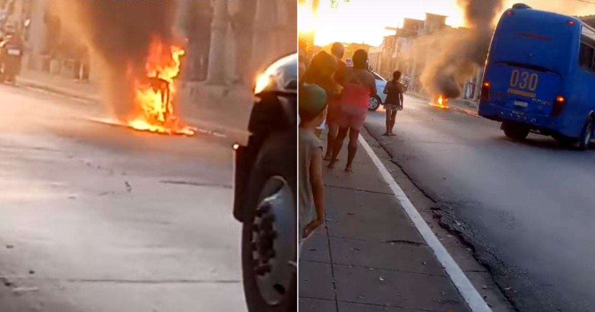 Motorbike Erupts in Flames on Cuba's Central Highway Near Ciego de Ávila