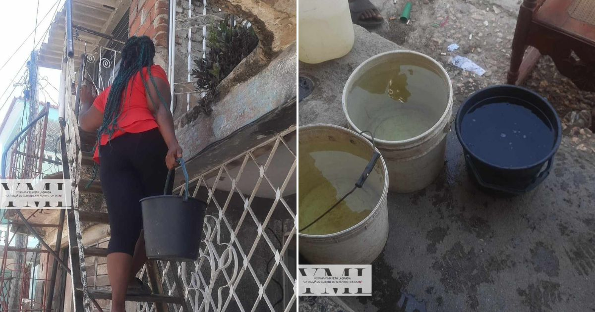 Los vecinos de Los Pinos cargan agua de otras partes de Santiago de Cuba © Collage captura Facebook / Yosmany Mayeta Labrada 