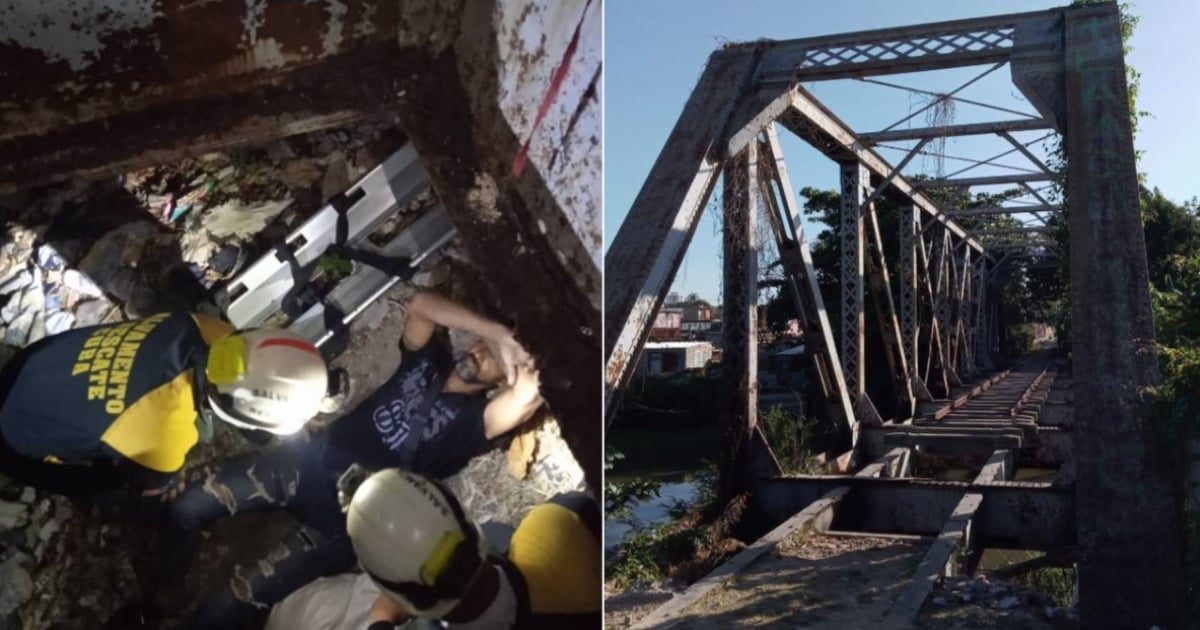 Hombre accidentado y el puente © Facebook/Salvando Vidas 