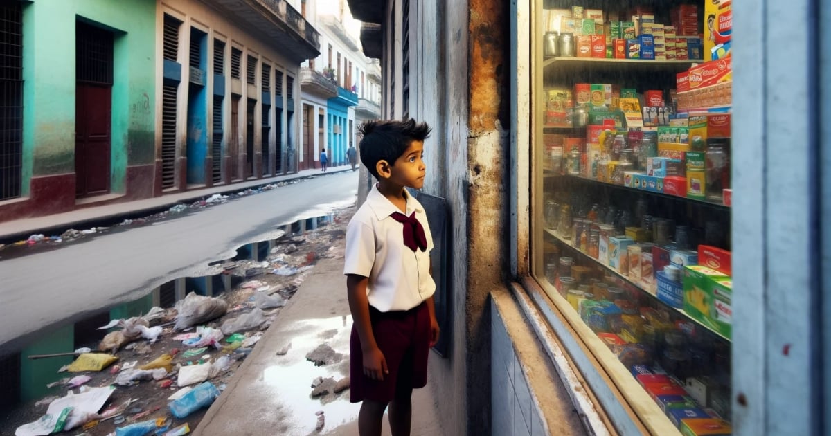 Niño cubano viendo vidriera de tienda © CiberCuba