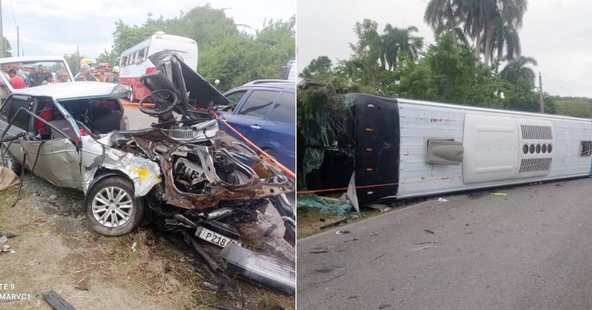 Un muerto y 26 heridos en grave accidente entre una guagua Yutong y un Moskvitch en Villa Clara 
