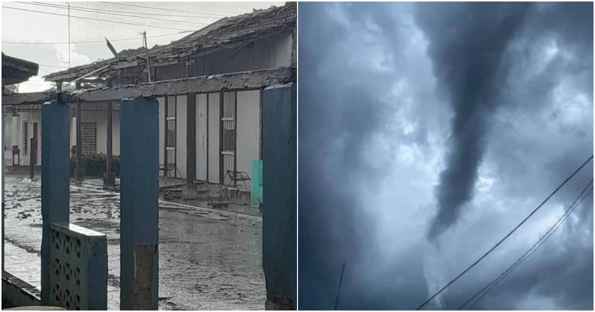 Tornado en San Antonio de Cabezas, localidad del municipio de Unión de Reyes, en Matanzas © Collage de Facebook/Pedro Rizo Martinez