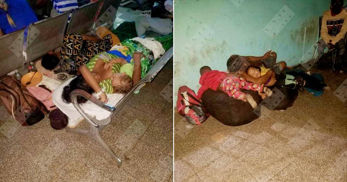 Cubanos duermen en terminal © Yosmany Mayeta/Facebook