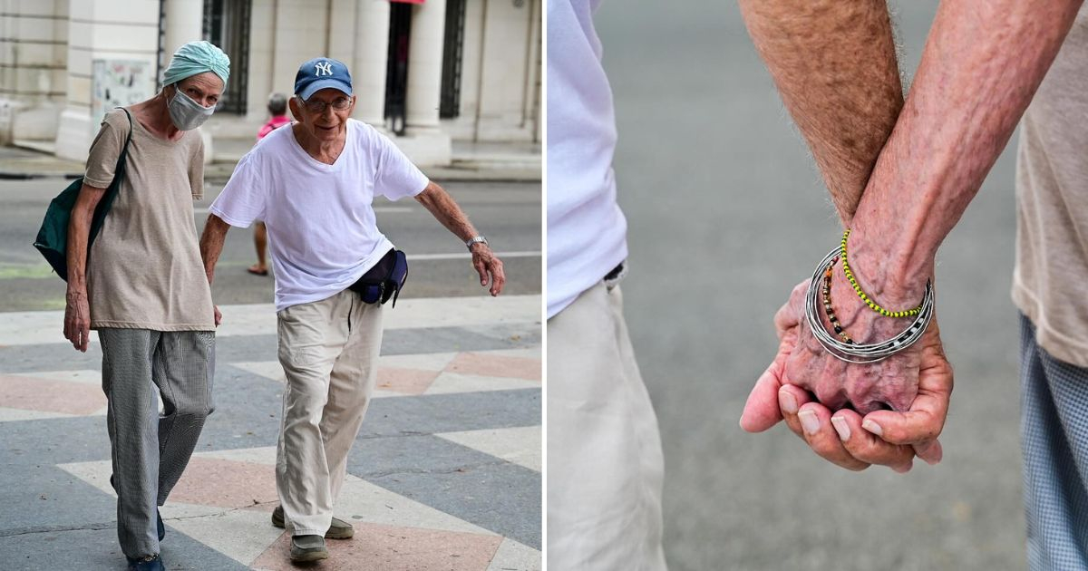 Elderly Cuban Couple Strolls Through Havana, Celebrating Over 50 Years Together