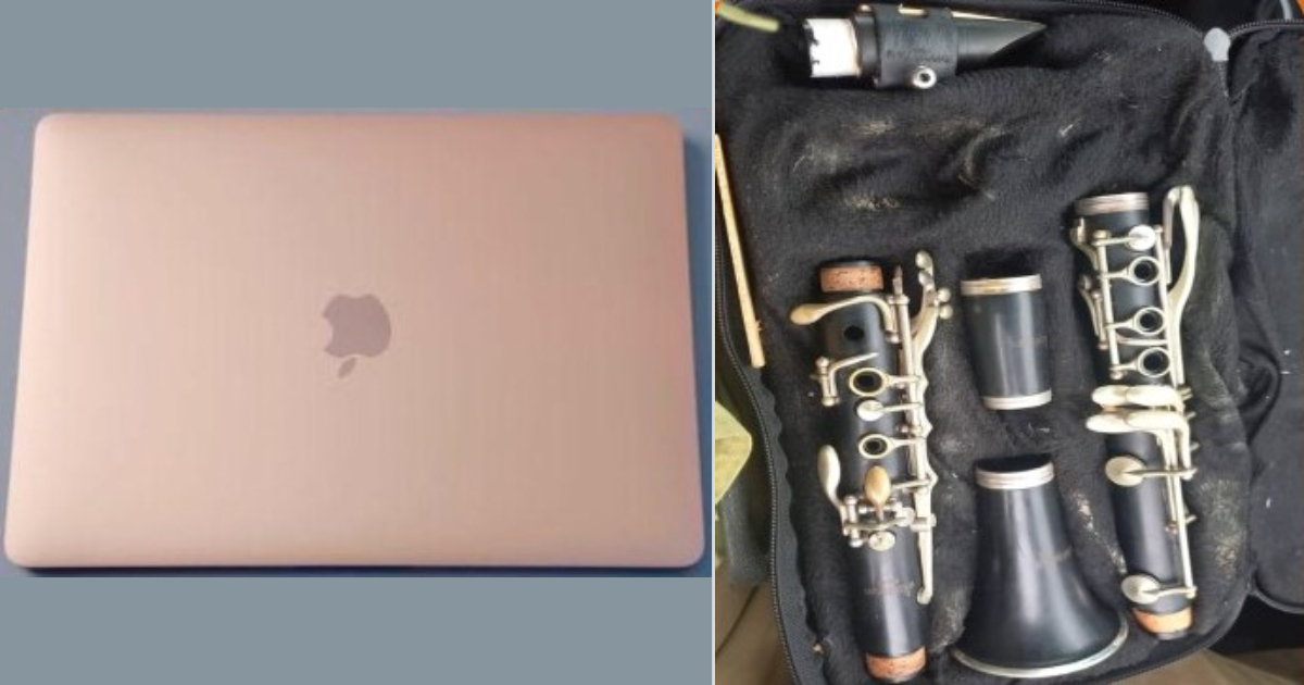 Laptop y clarinete robados © Facebook/Con Todos La Victoria